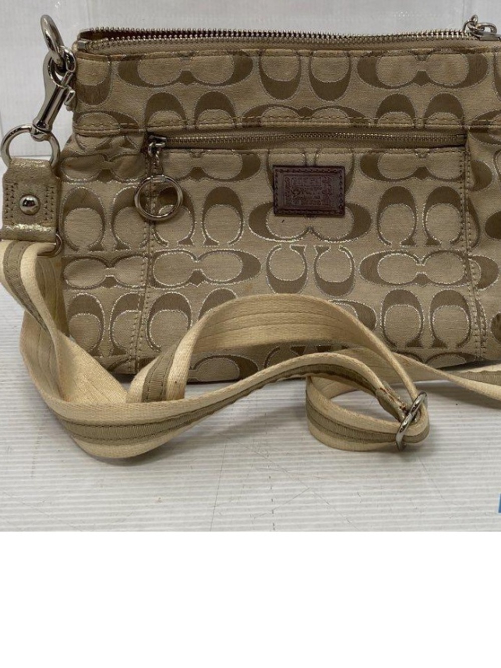 Coach Beige Signature Canvas Crossbody Bag